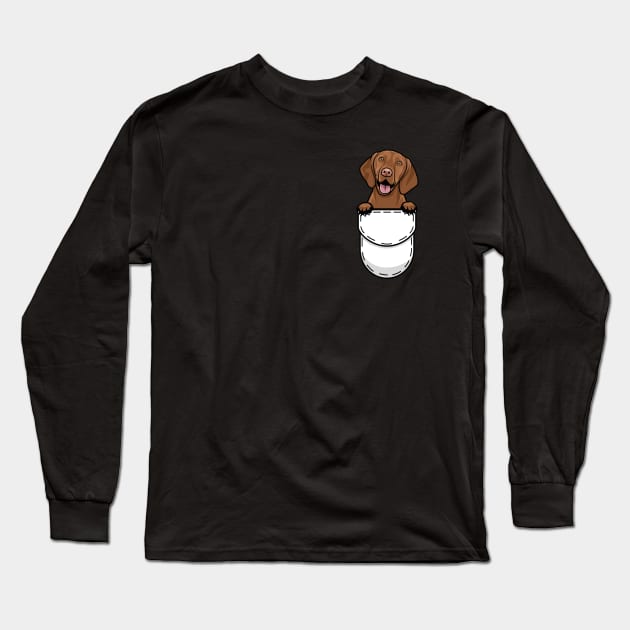 Funny Vizsla Pocket Dog Long Sleeve T-Shirt by Pet My Dog